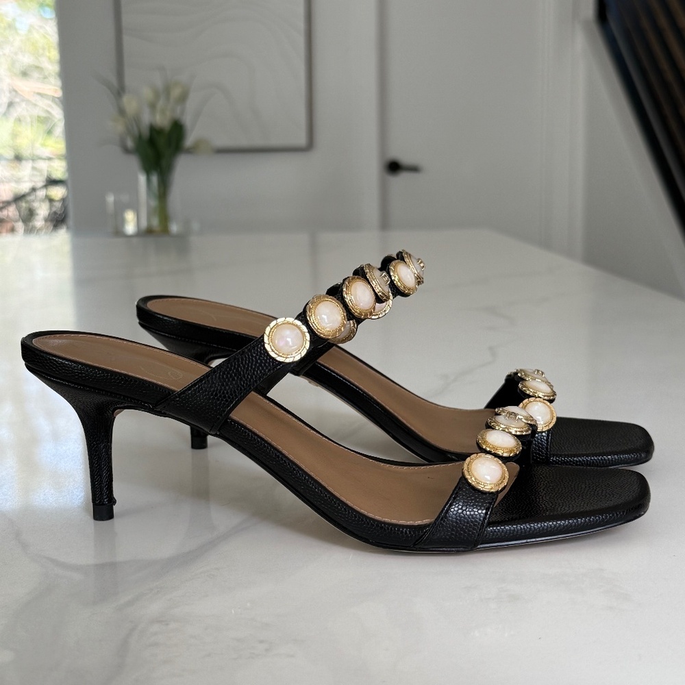 Sam Edelman Palma Black & Pearl Embellished Sandals